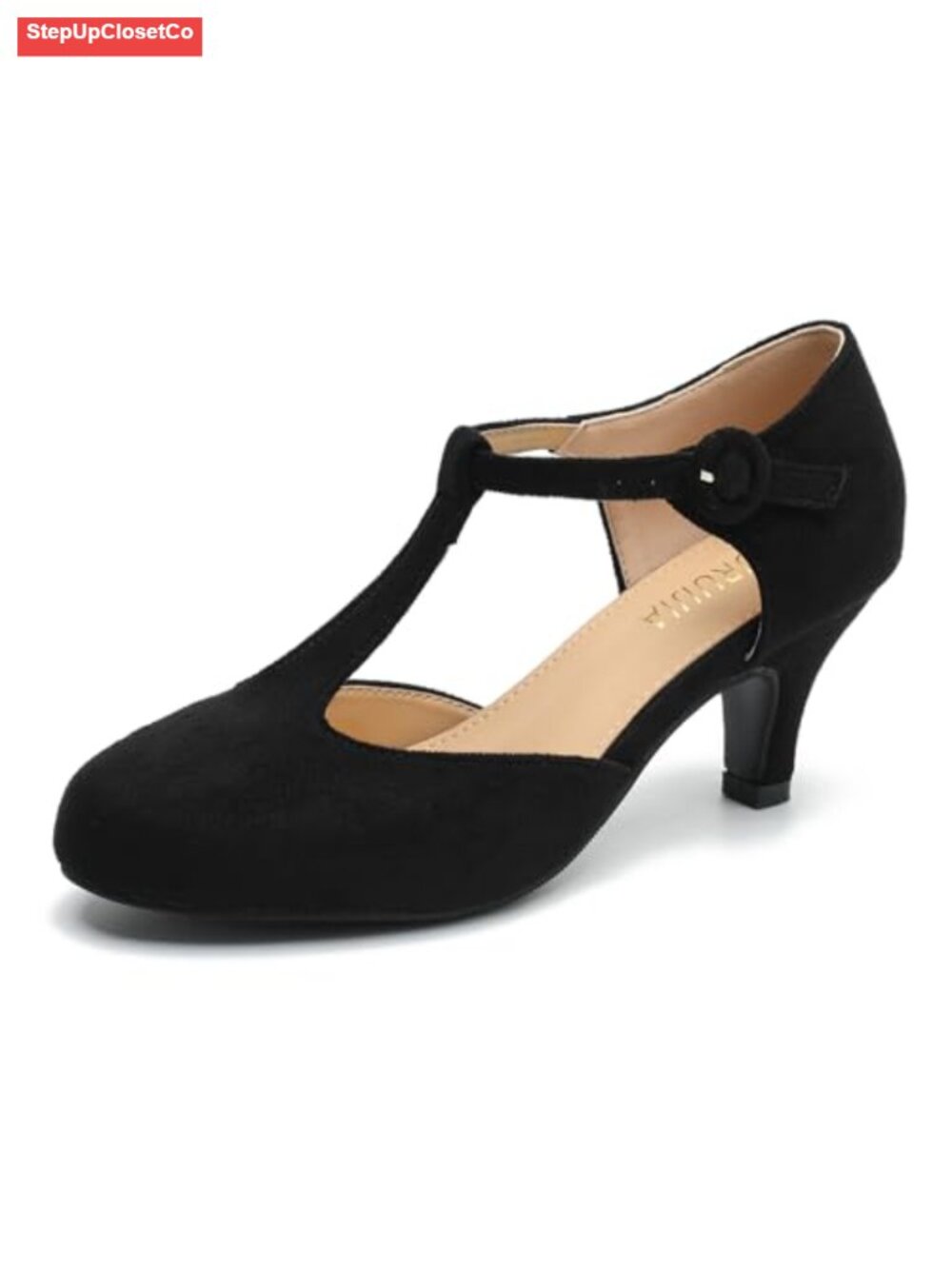 Vintage T-Strap Mary Jane Kitten Heel Pumps Women's Dress Shoes Low Heel
